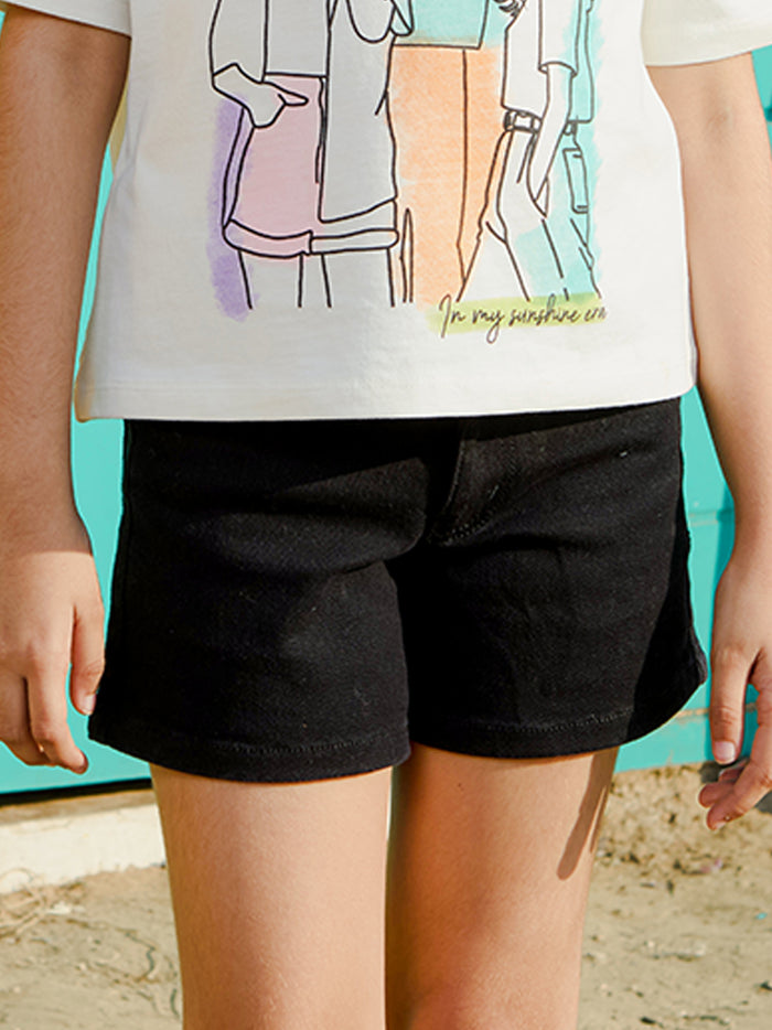 VITAMINS BLACK BASIC DENIM SHORTS