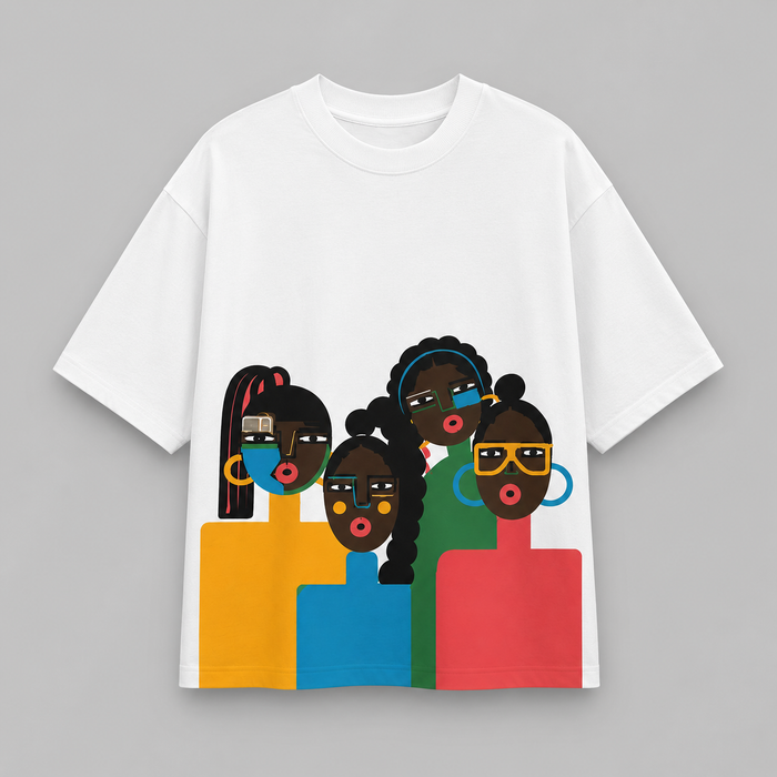 VITAMINS BOXY FIT T-SHIRT WITH TRIBAL CHARACTER GRAPHIC