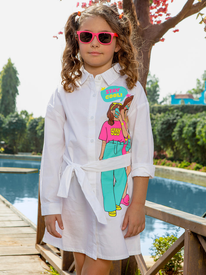 VITAMINS CHARACTER GRAPHIC SHIRT DRESS