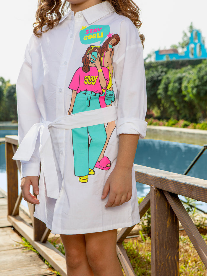 VITAMINS CHARACTER GRAPHIC SHIRT DRESS