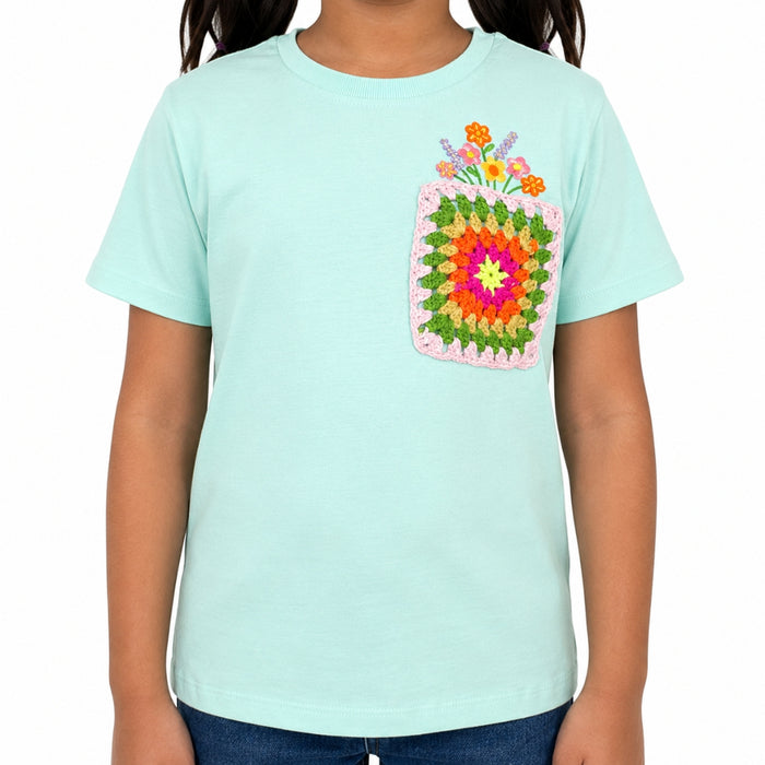 VITAMINS CHROCHET PATCH WITH EMBROIDERED BOXY FIT T-SHIRT