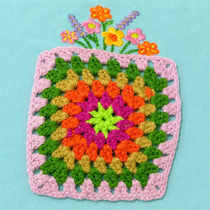 VITAMINS CHROCHET PATCH WITH EMBROIDERED BOXY FIT T-SHIRT