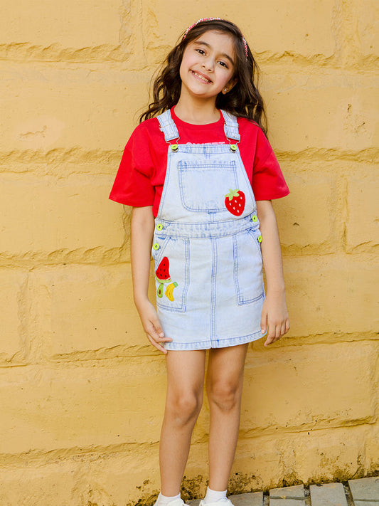 VITAMINS CROCHET PATCHED DUNGREE DRESS