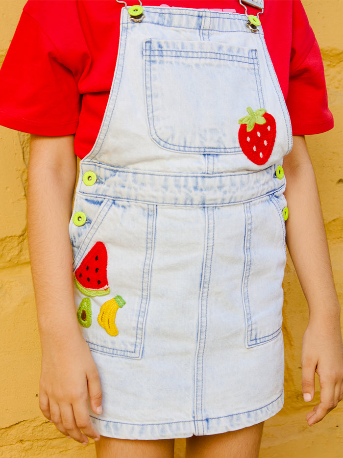 VITAMINS CROCHET PATCHED DUNGREE DRESS
