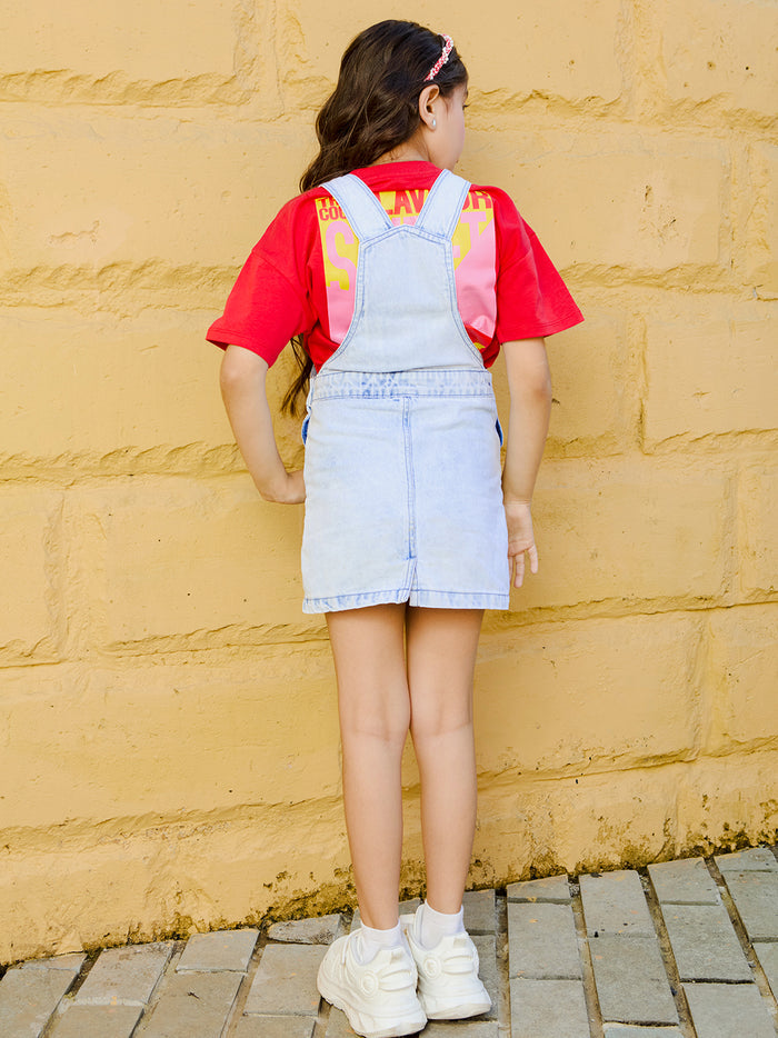 VITAMINS CROCHET PATCHED DUNGREE DRESS
