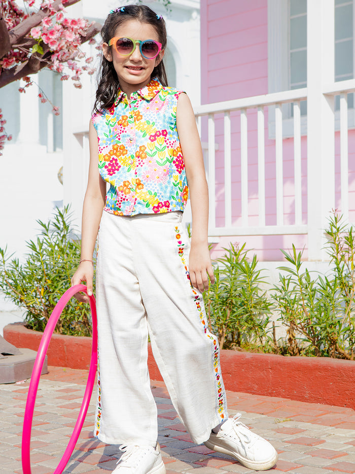 VITAMINS EMBROIDERED FLORAL MATCHING BOTTOM