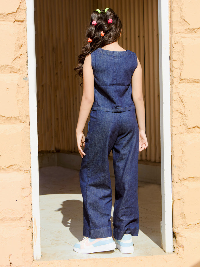 VITAMINS ENJOY SUMMER DENIM MATCHING CROP TOP