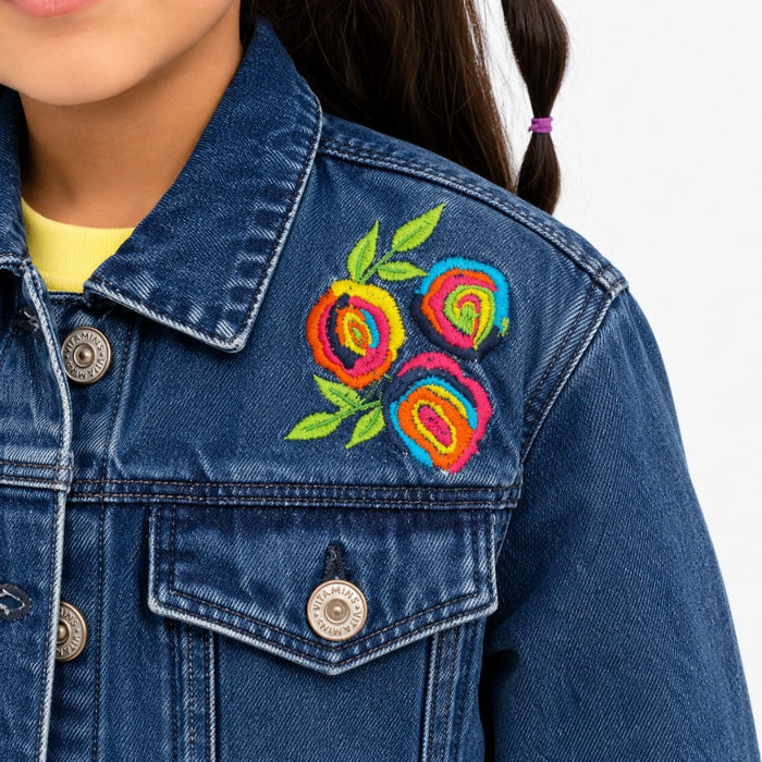 VITAMINS FLORAL EMBROIDERED DENIM JACKET
