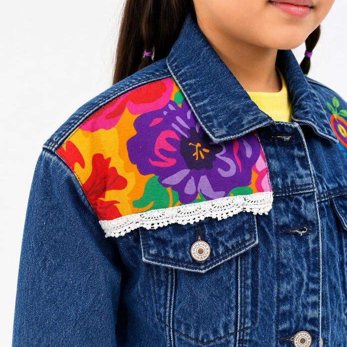 VITAMINS FLORAL EMBROIDERED DENIM JACKET
