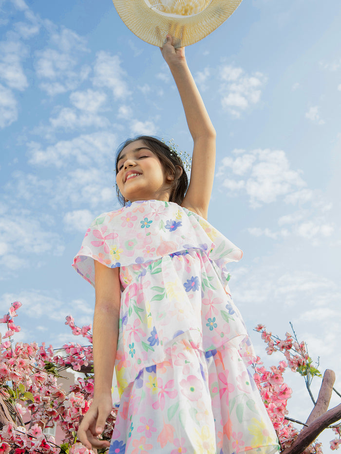 VITAMINS FLORAL ONE SHOULDER DRESS