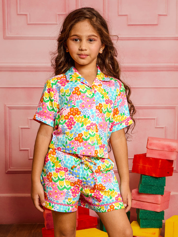 VITAMINS FLORAL PRINTED BOXY FIT MATCHING TOP