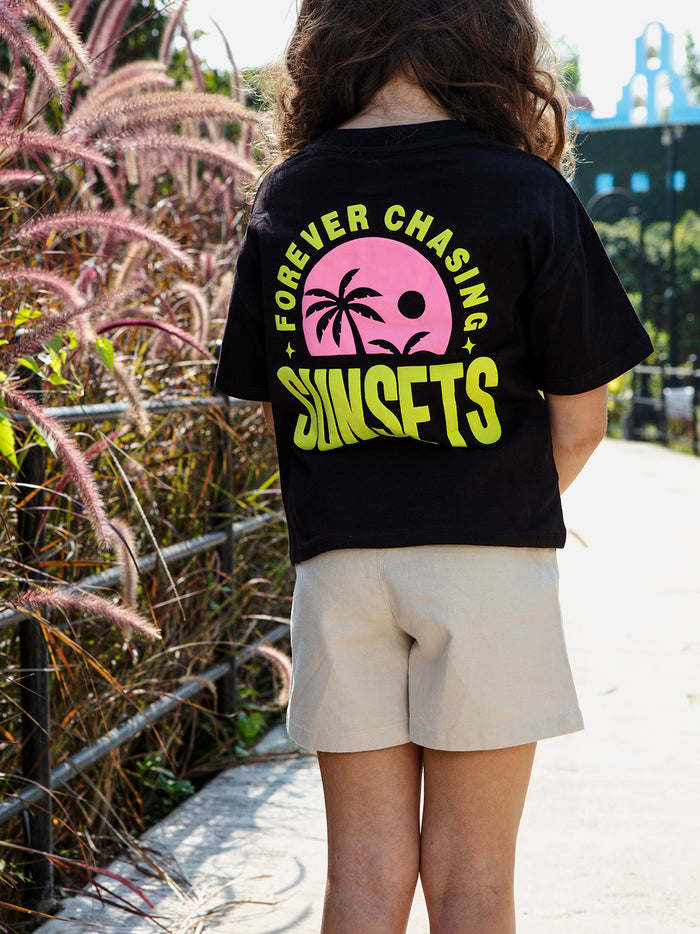 VITAMINS FOREVER CHASING SUNSET BACK FRONT GRAPHIC T-SHIRT