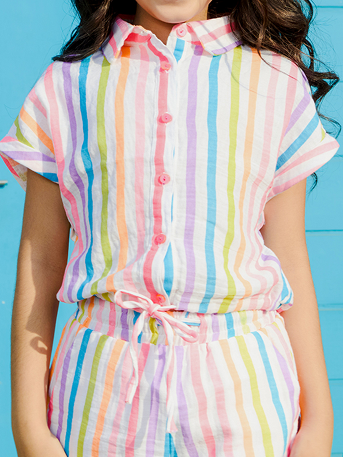 VITAMINS MULTI COLOR STRIPE PRINTED MATCHING TOP