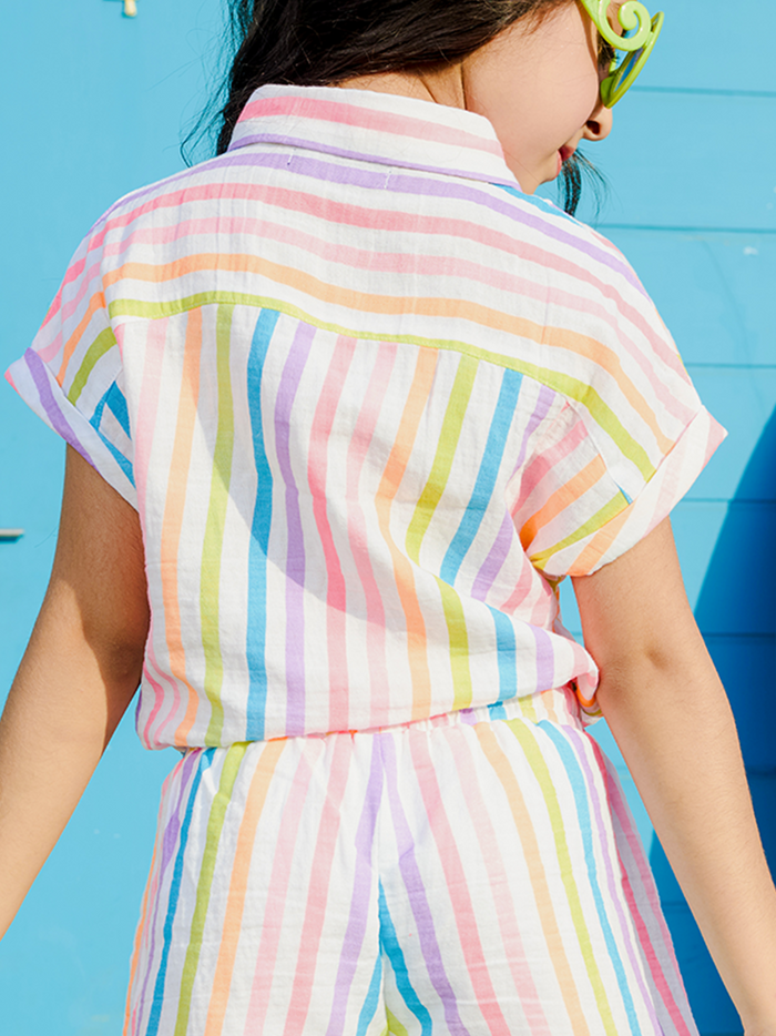 VITAMINS MULTI COLOR STRIPE PRINTED MATCHING TOP