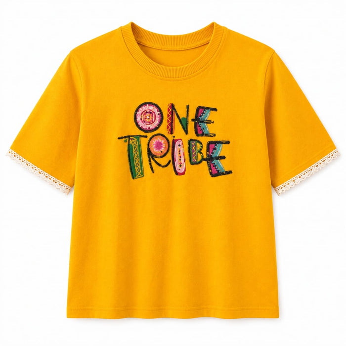 VITAMINS ONE TRIBE EMBROIDERED BOXY FIT T-SHIRT