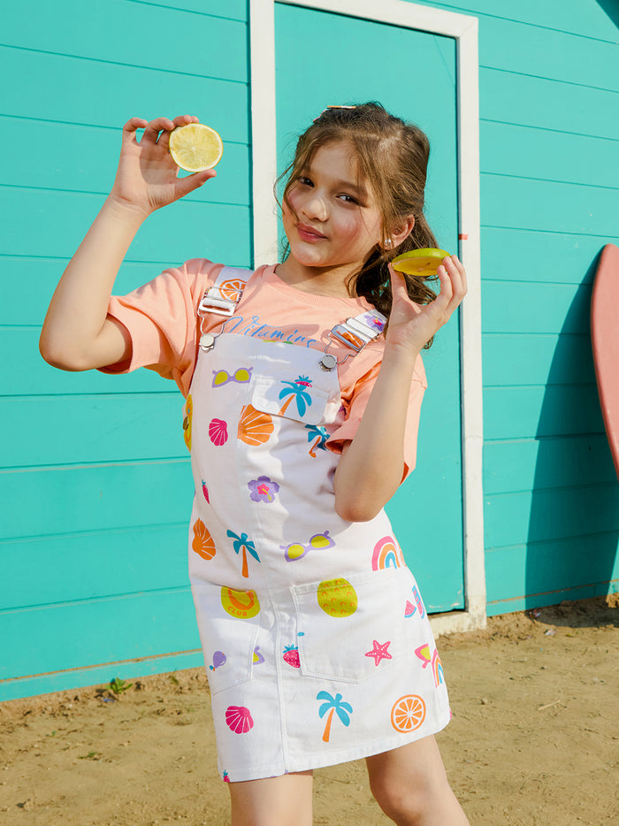 VITAMINS PRINTED DUNGREE DRESS