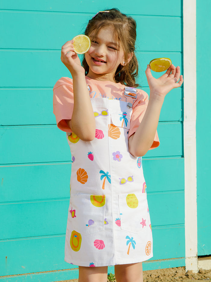 VITAMINS PRINTED DUNGREE DRESS
