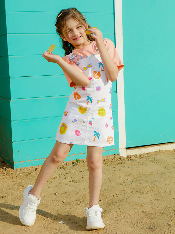 VITAMINS PRINTED DUNGREE DRESS