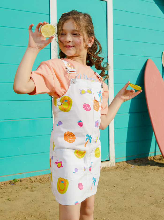 VITAMINS PRINTED DUNGREE DRESS