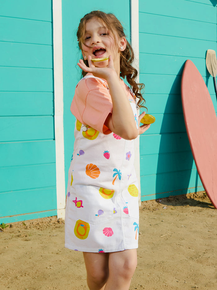 VITAMINS PRINTED DUNGREE DRESS