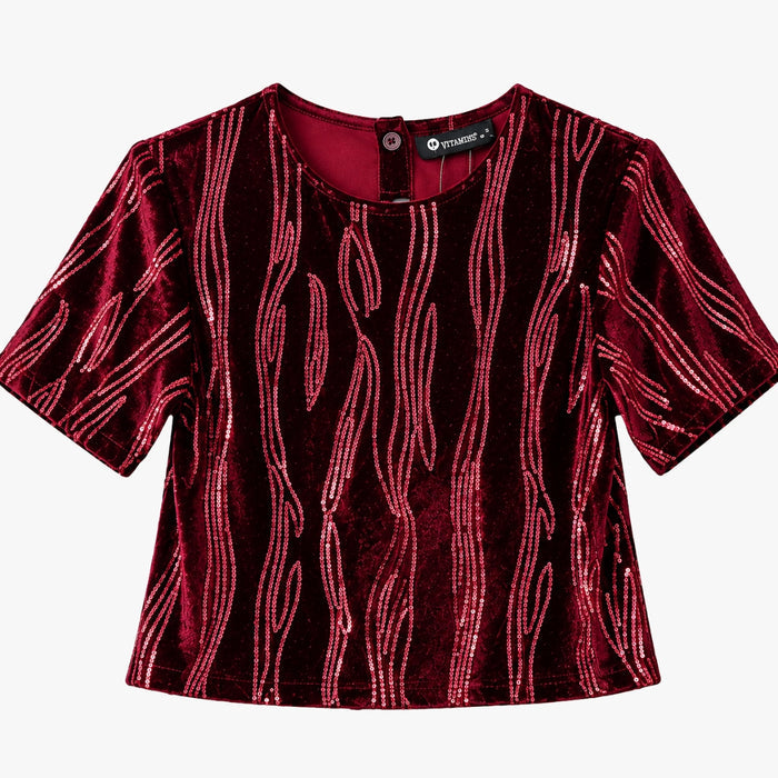 VITAMINS ROUND NECK LUREX KNIT SOLID MATCHING TOP