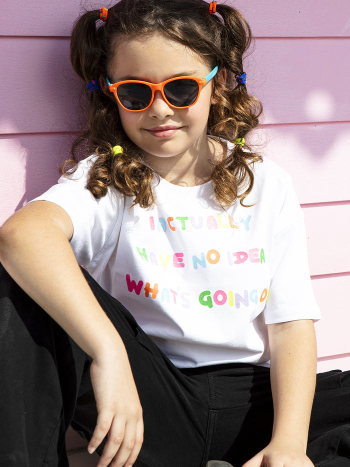VITAMINS ROUND NECK WAIST LENGTH T-SHIRT WITH TEXT GRAPHIC