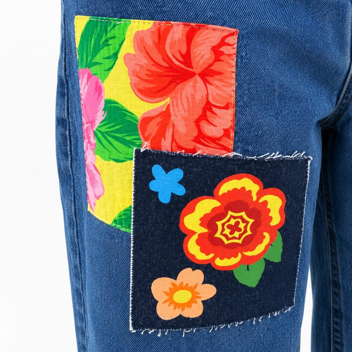VITAMINS STRAGHT FIT PATCH WORK DENIM PANTS