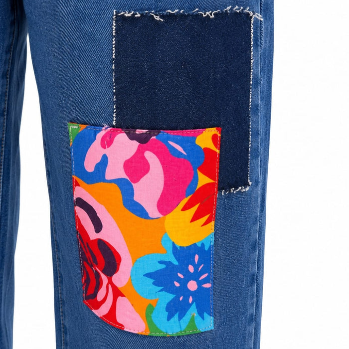 VITAMINS STRAGHT FIT PATCH WORK DENIM PANTS