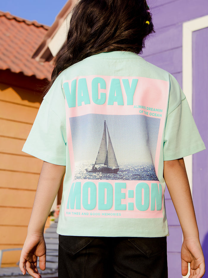 VITAMINS VACAY MODE DIGITAL PRINT GRAPHIC T-SHIRT
