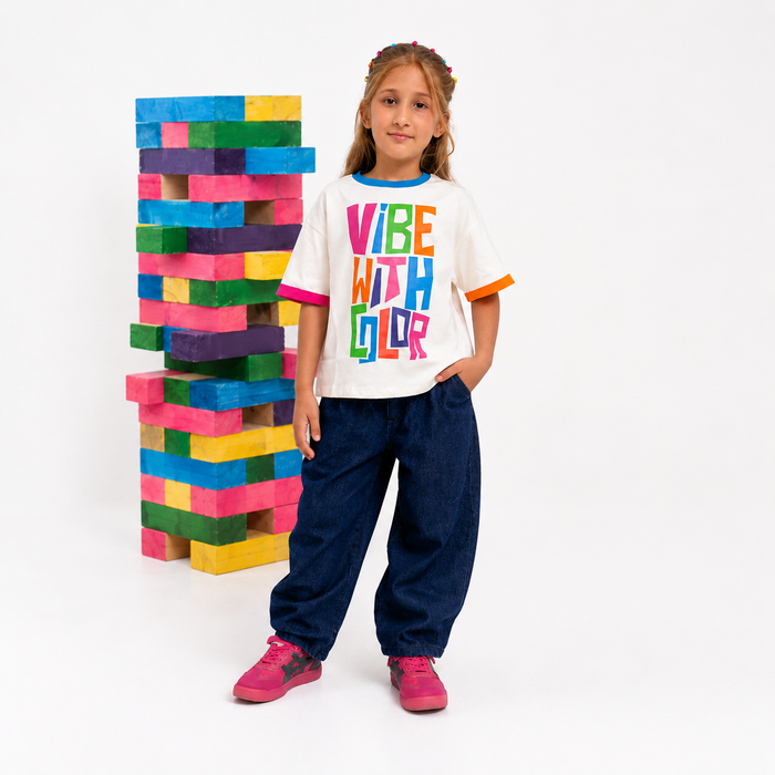 VITAMINS VIBE WITH COLOR PRINTED BOXY FIT T-SHIRT