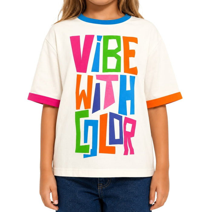 VITAMINS VIBE WITH COLOR PRINTED BOXY FIT T-SHIRT
