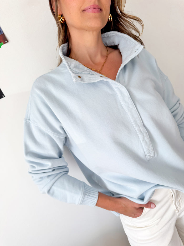 Peach Love Washed Denim Pullover W/Quilted Collar – women's denim