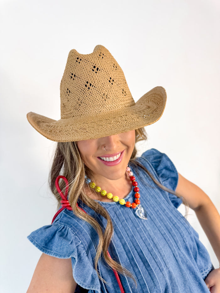 Fame Weave Summer Straw Cowboy Hat – women's accessories - hat