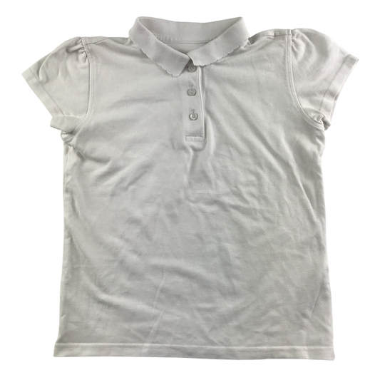 White girls scallop collar school polo shirt