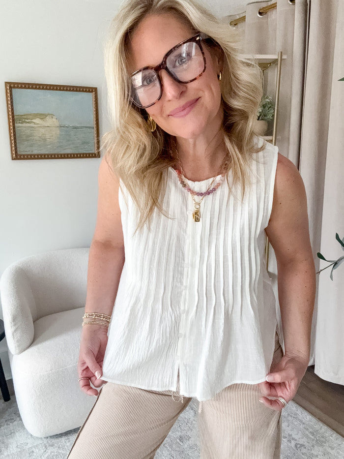 Wishlist White Summer Sleeveless Blouse – women's blouse