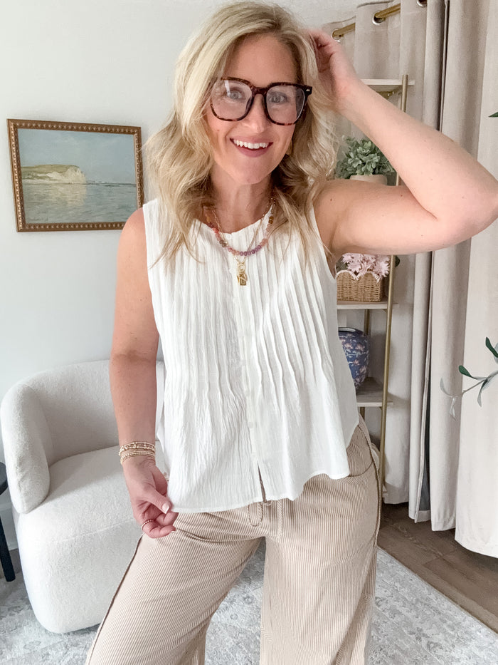 Wishlist White Summer Sleeveless Blouse – women's blouse