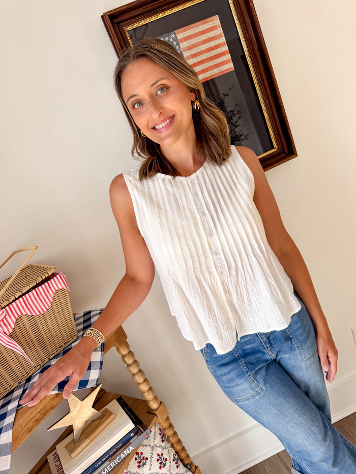 Wishlist White Summer Sleeveless Blouse – women's blouse