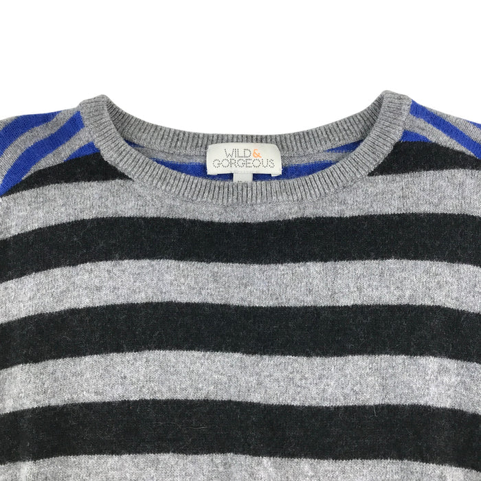 Wild 12-13 years grey black and blue striped jumper