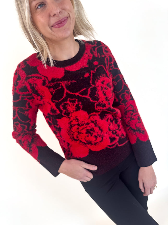 Winter Romance Floral Sweater