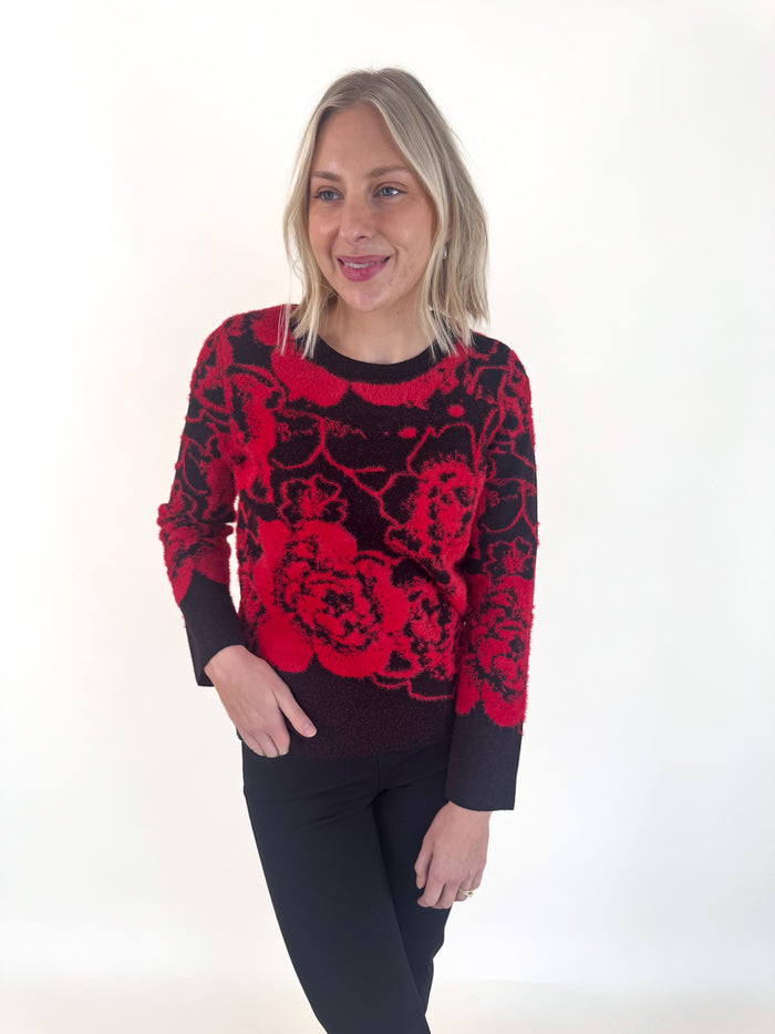 Winter Romance Floral Sweater