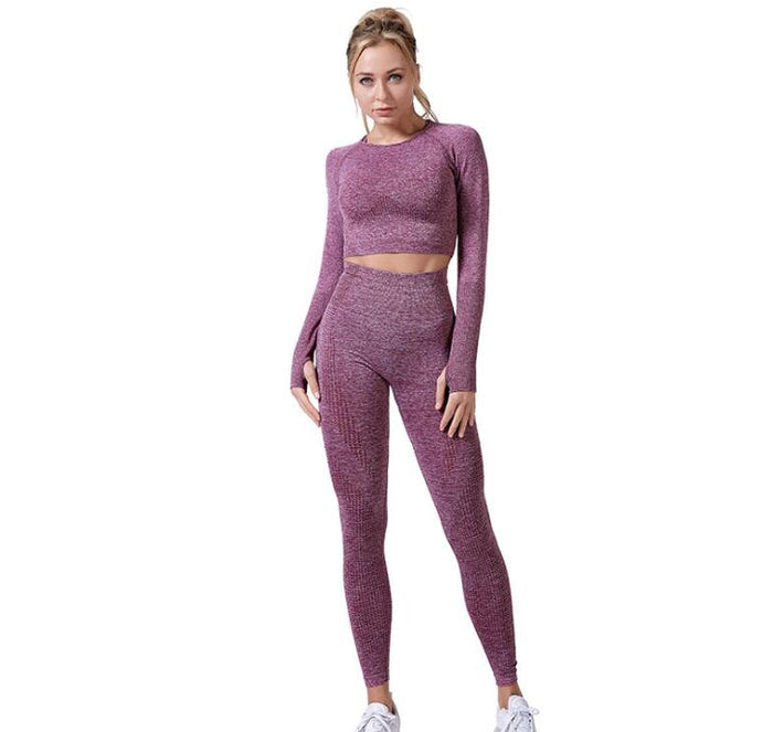 Women's Seamless Yoga Set - Leggings & Cropped Top