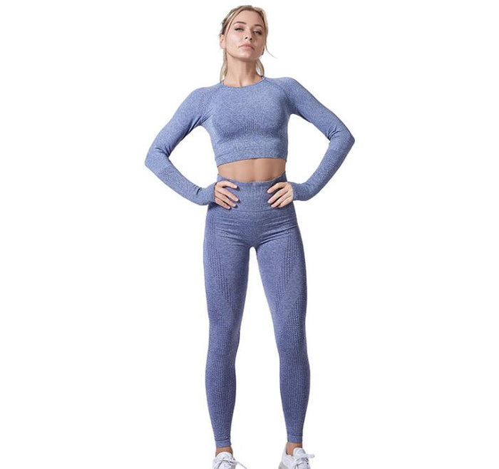 Women's Seamless Yoga Set - Leggings & Cropped Top