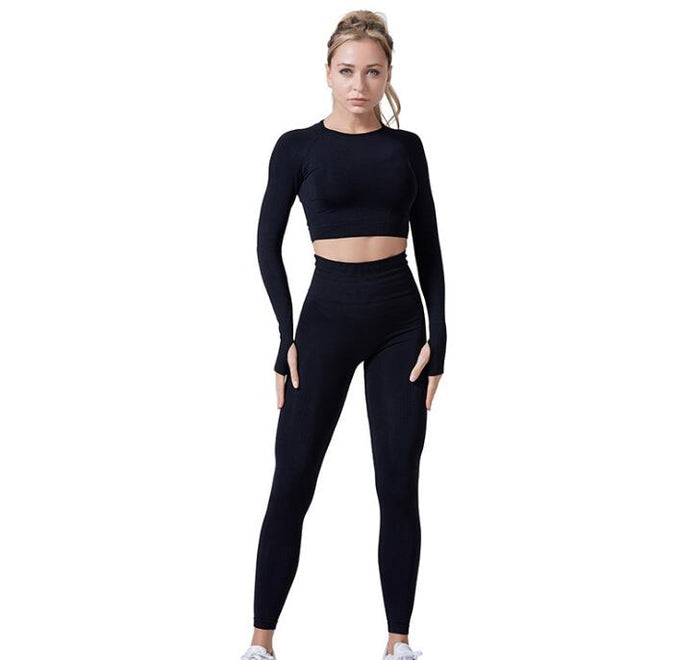 Women's Seamless Yoga Set - Leggings & Cropped Top