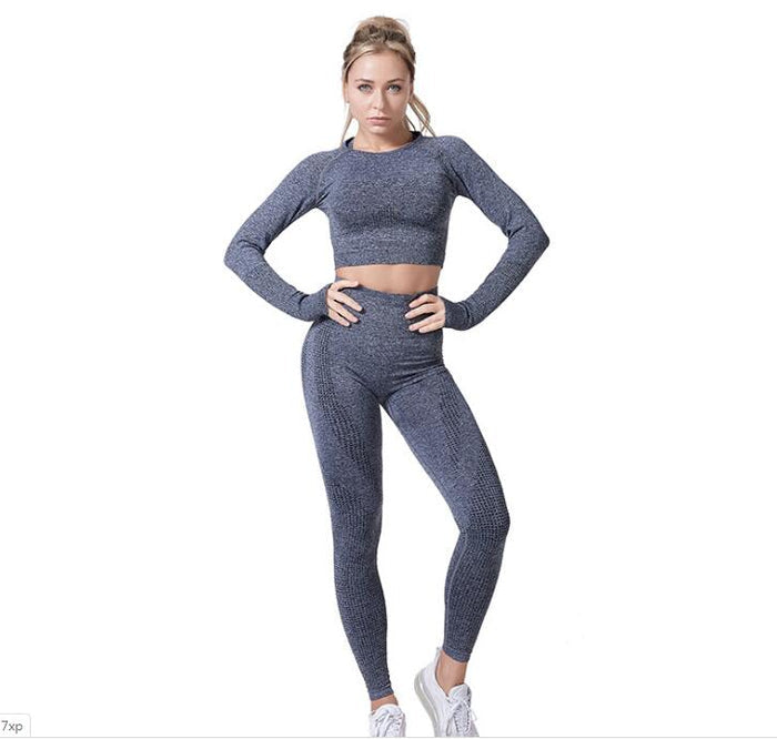 Women's Seamless Yoga Set - Leggings & Cropped Top