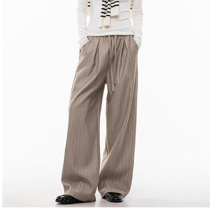 Women's Wide Leg Trousers - Drawstring Casual Pants