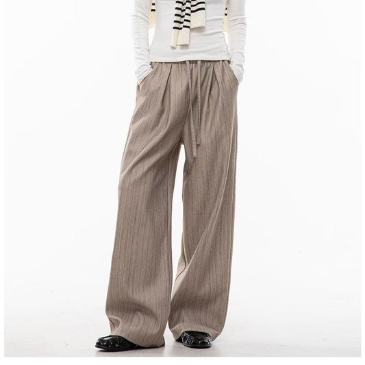Women's Wide Leg Trousers - Drawstring Casual Pants