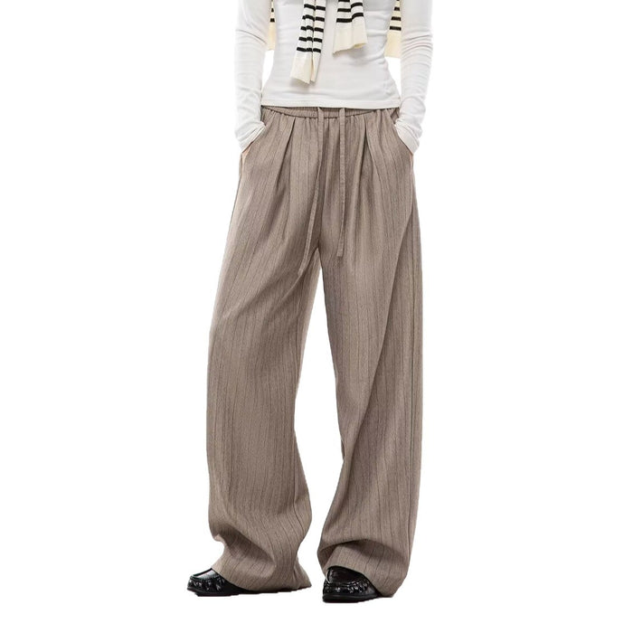 Women's Wide Leg Trousers - Drawstring Casual Pants
