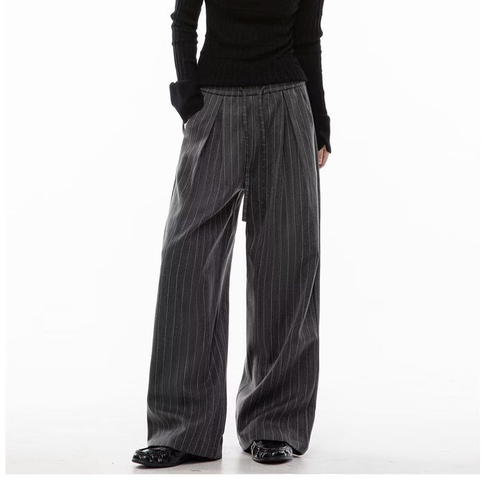 Women's Wide Leg Trousers - Drawstring Casual Pants