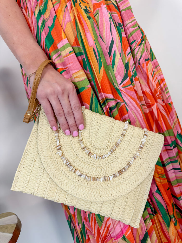 Woven Shell Beaded Envelope Bag