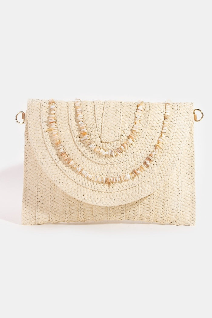 Woven Shell Beaded Envelope Bag